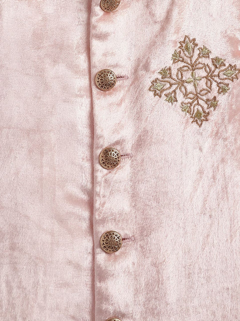 Pre-Order: Baby Boy Royal Rose Bandhgala Set  - Pink
