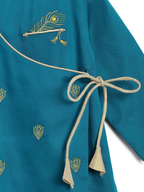 Baby Boys Divine Flute Dhoti Kurta Set - Blue