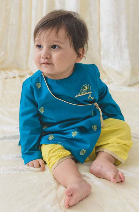 Baby Boys Divine Flute Dhoti Kurta Set - Blue