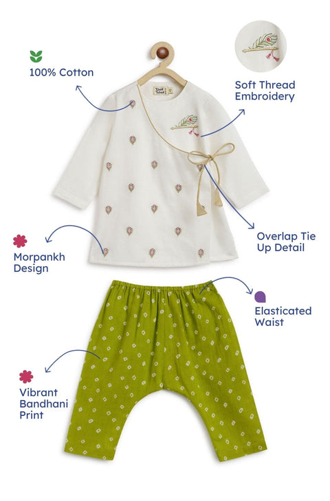 Baby Boys Krishna Magic Kurta Pyjama Set - White