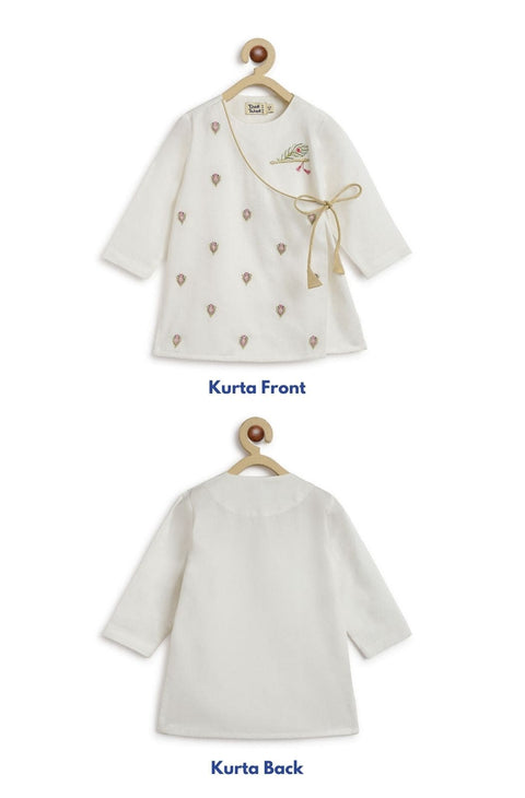 Baby Boys Krishna Magic Kurta Pyjama Set - White