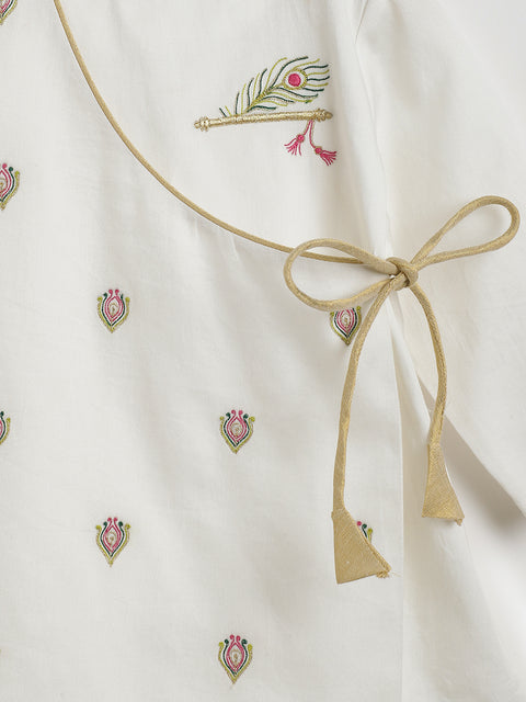 Baby Boys Krishna Magic Kurta Pyjama Set - White