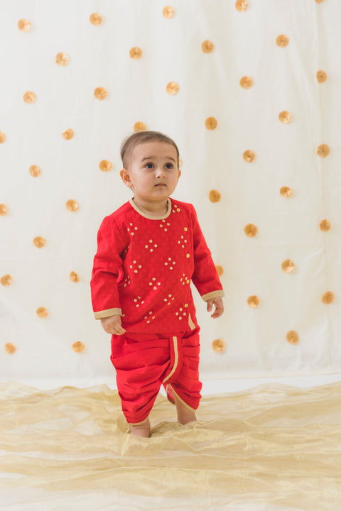 Pre-Order: Baby Boys Zari Dhoti Kurta Set