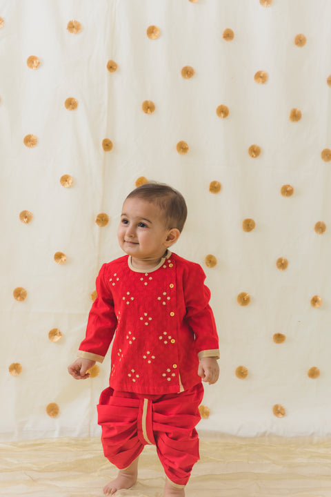 Pre-Order: Baby Boys Zari Dhoti Kurta Set