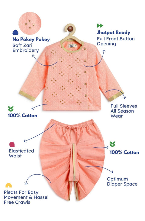 Pre-Order: Baby Boy Dhoti Kurta Set - Peach
