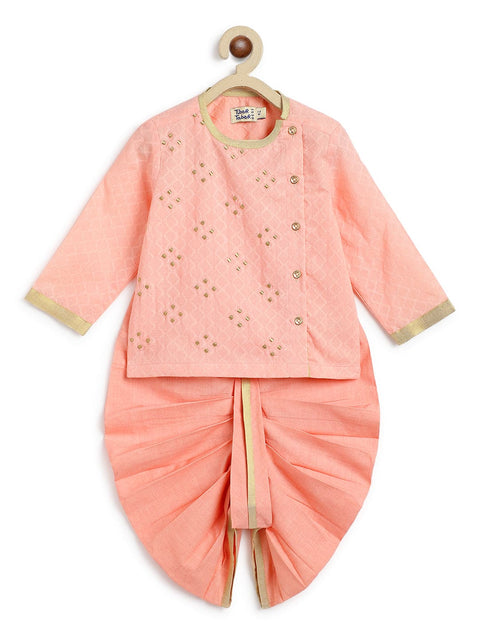 Pre-Order: Baby Boy Dhoti Kurta Set - Peach