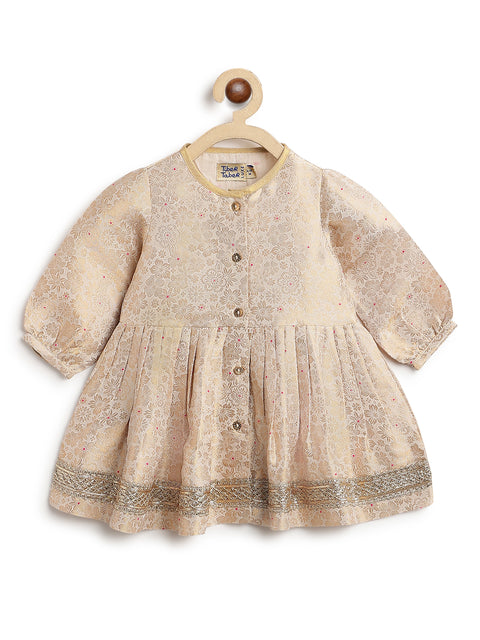 Pre-Order: Baby Girl Brocade Angrakha Set-Cream