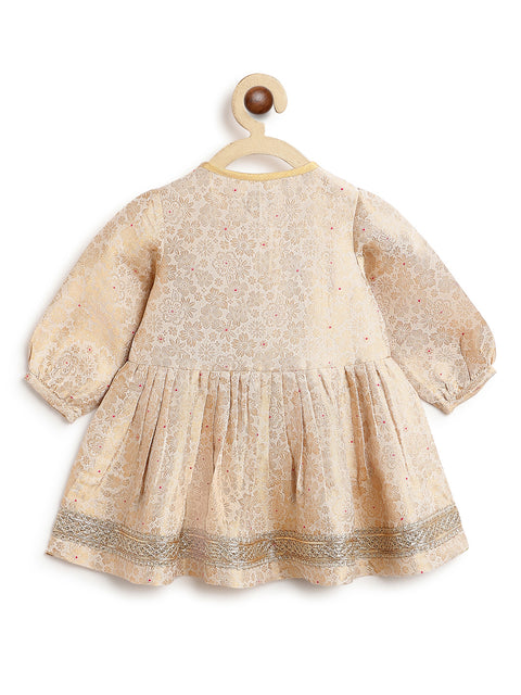 Pre-Order: Baby Girl Brocade Angrakha Set-Cream