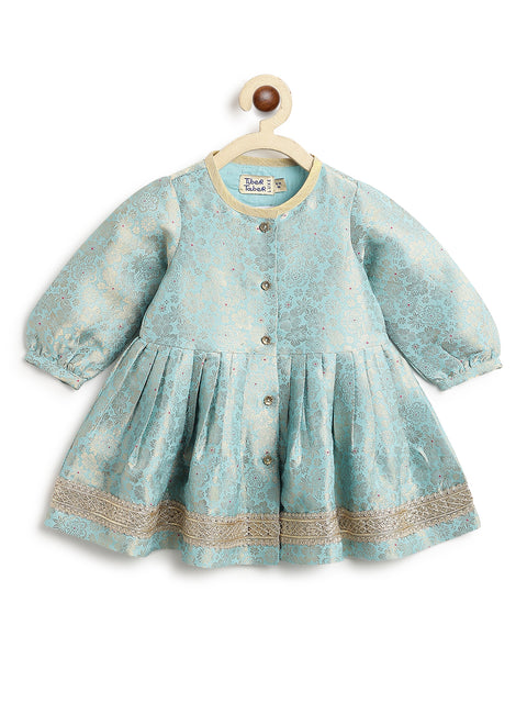 Pre-Order: Baby Girl Brocade Angrakha Set-Blue