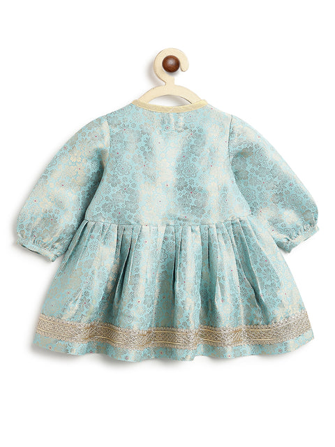 Pre-Order: Baby Girl Brocade Angrakha Set-Blue