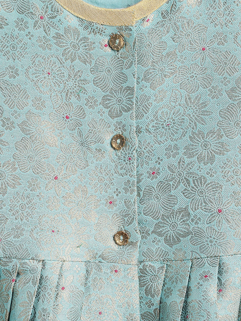 Pre-Order: Baby Girl Brocade Angrakha Set-Blue