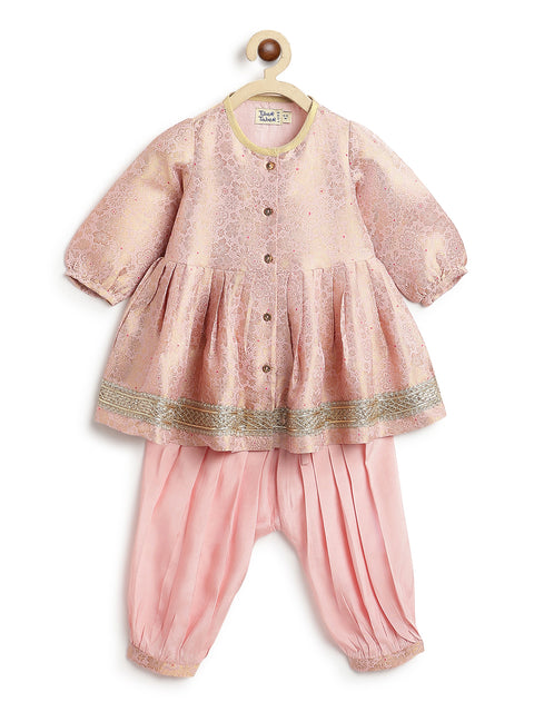 Pre-Order: Baby Girl Brocade Angrakha Set-Pink