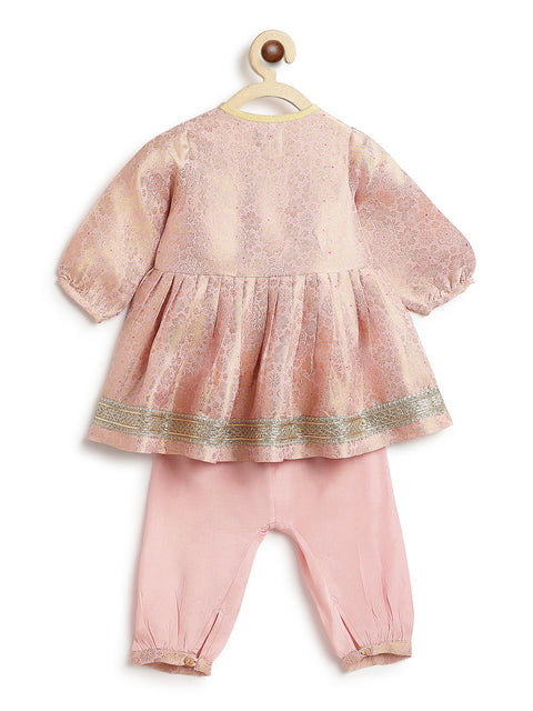 Pre-Order: Baby Girl Brocade Angrakha Set-Pink