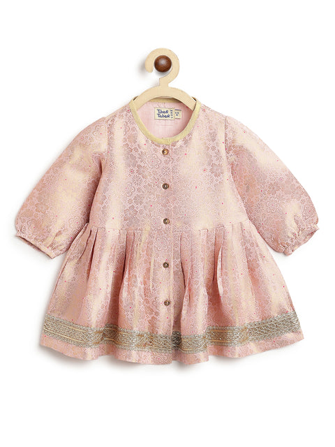 Pre-Order: Baby Girl Brocade Angrakha Set-Pink