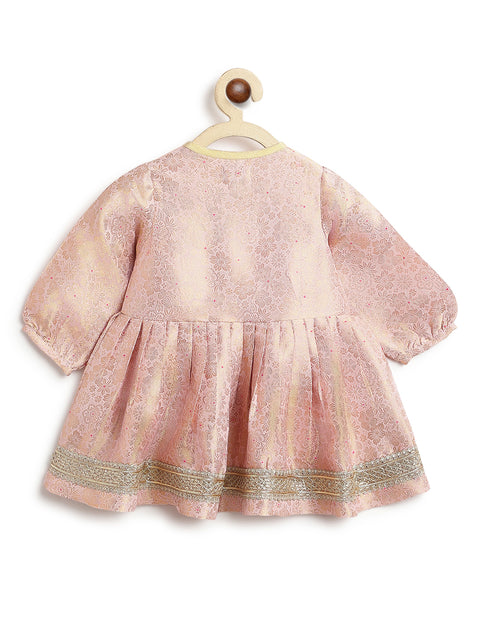 Pre-Order: Baby Girl Brocade Angrakha Set-Pink