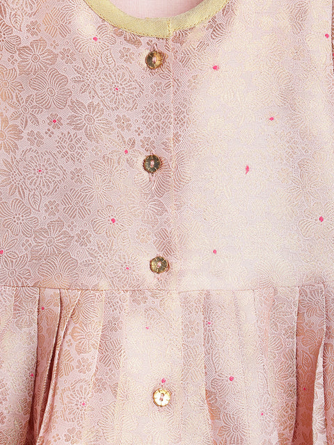 Pre-Order: Baby Girl Brocade Angrakha Set-Pink