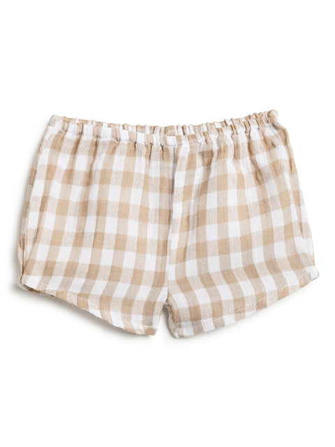 Pre-Order:  Baby Girl Check Dress-Cream