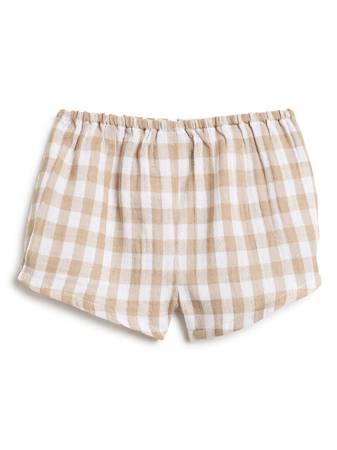 Pre-Order:  Baby Girl Check Dress-Cream