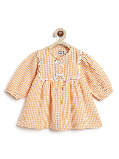 Pre-Order: Baby Girl Check Dress-Orange