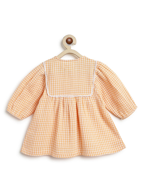 Pre-Order: Baby Girl Check Dress-Orange