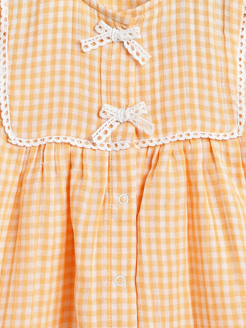 Pre-Order: Baby Girl Check Dress-Orange