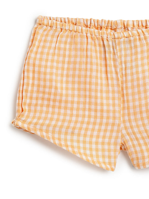 Pre-Order: Baby Girl Check Dress-Orange