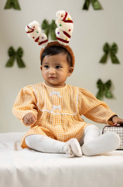 Pre-Order: Baby Girl Check Dress-Orange