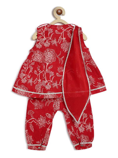 Pre-Order:   Baby Girl Floral Suit Set-Red