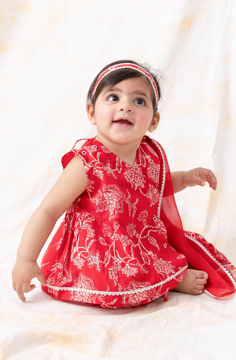 Pre-Order:   Baby Girl Floral Suit Set-Red