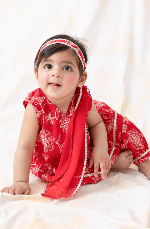 Pre-Order:   Baby Girl Floral Suit Set-Red