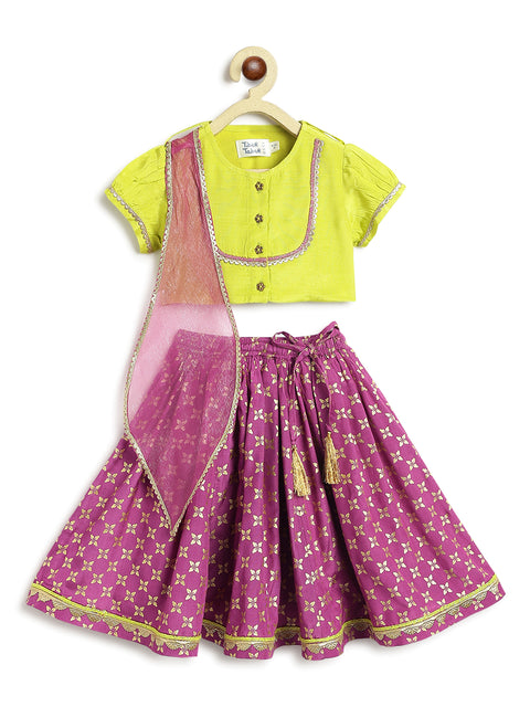 Pre-Order: Baby Girl Lehenga Set-Green
