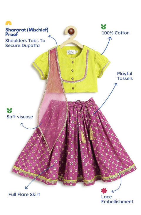 Pre-Order: Baby Girl Lehenga Set-Green