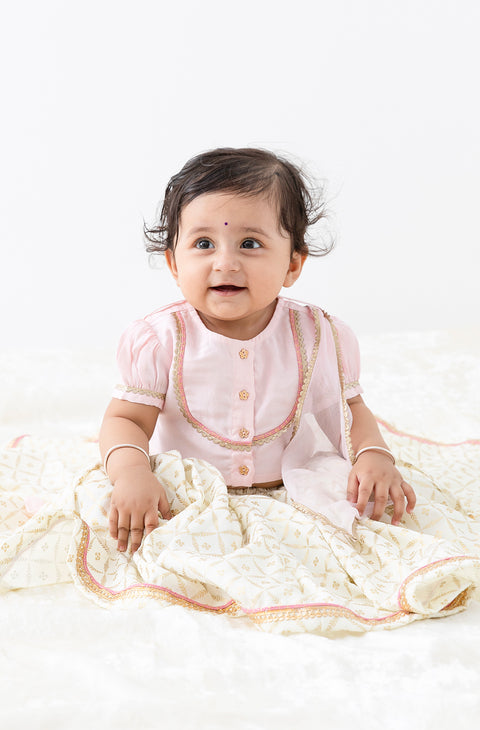 Pre-Order: Baby Girl Lehenga Set-Pink