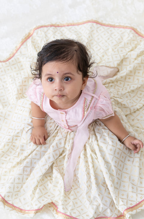 Pre-Order: Baby Girl Lehenga Set-Pink