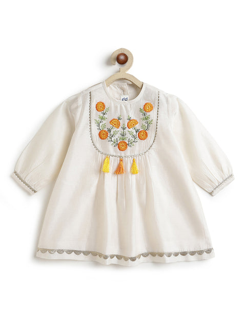 Pre-Order:  Marigold Cream Embroidered Suit Set-Cream