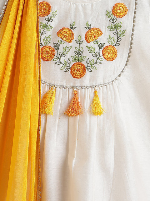 Pre-Order:  Marigold Cream Embroidered Suit Set-Cream