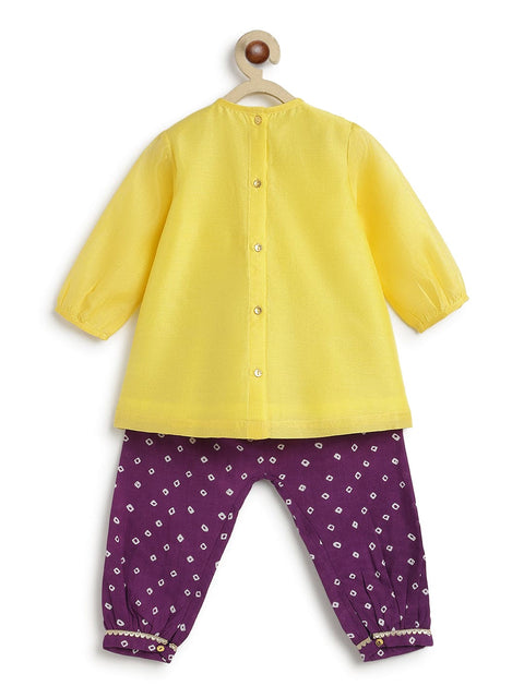 Pre-Order:  Baby Girl Peacock Angrakha Set - Yellow