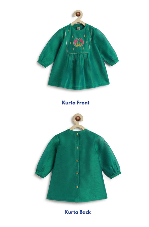 Pre-Order:  Baby Girl Peacock Angrakha Set - Green
