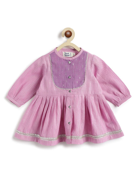 Pre-Order: Baby Girl Stripes Lurex Angrakha Set-Purple
