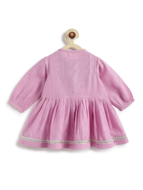 Pre-Order: Baby Girl Stripes Lurex Angrakha Set-Purple