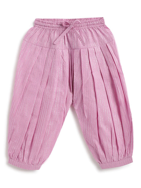 Pre-Order: Baby Girl Stripes Lurex Angrakha Set-Purple
