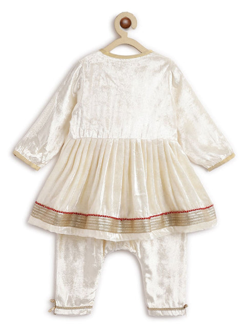 Pre-Order: Baby Girl Pearl Princess Angrakha Set - Cream