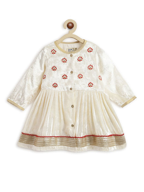 Pre-Order: Baby Girl Pearl Princess Angrakha Set - Cream