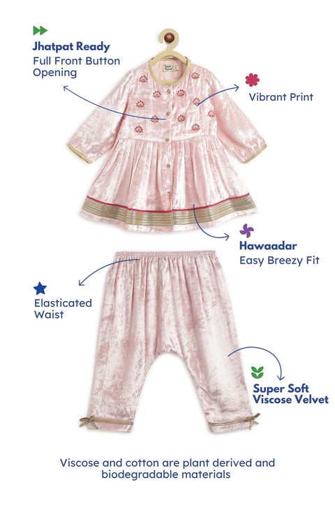 Pre-Order: Baby Girl Royal Rose Angrakha Set - Pink
