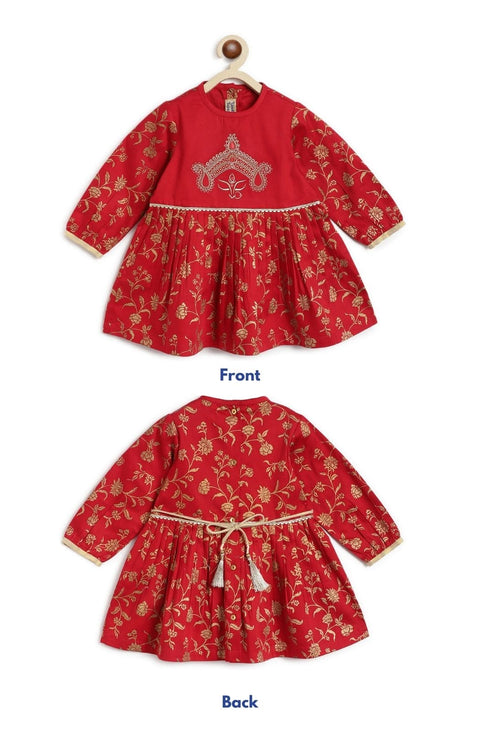 Pre-Order: Baby Girls Devi Durga Angrakha Set - Red