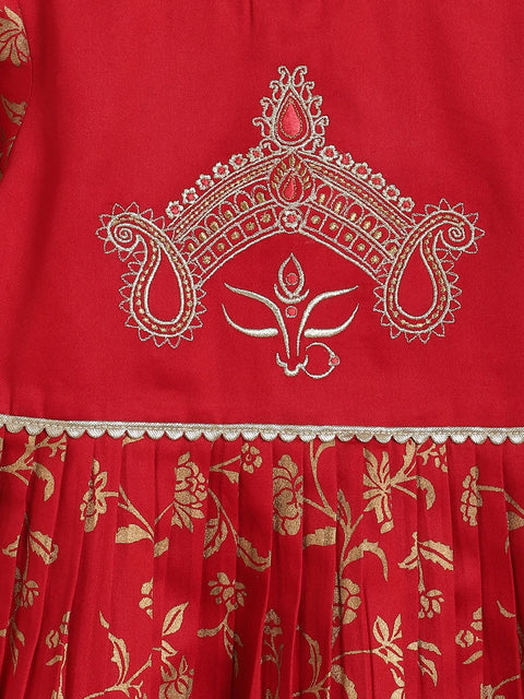 Pre-Order: Baby Girls Devi Durga Angrakha Set - Red