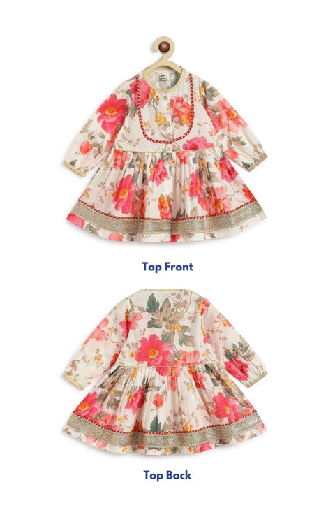 Pre-Order: Baby Girls Garden Bloom Angrakha Set - Cream