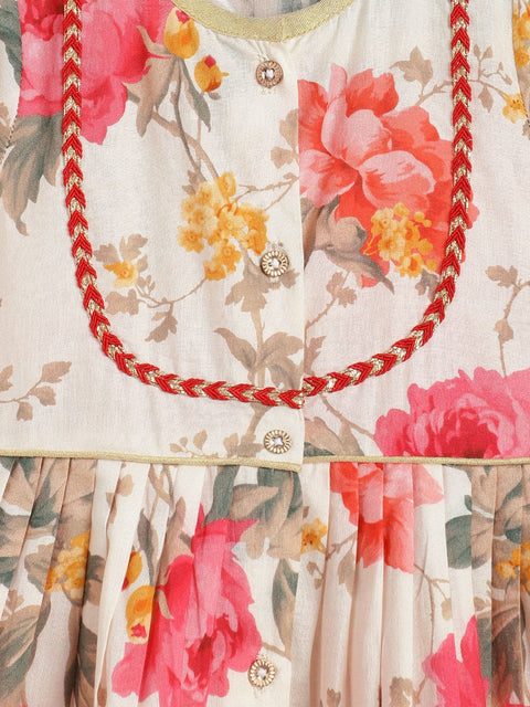 Pre-Order: Baby Girls Garden Bloom Angrakha Set - Cream