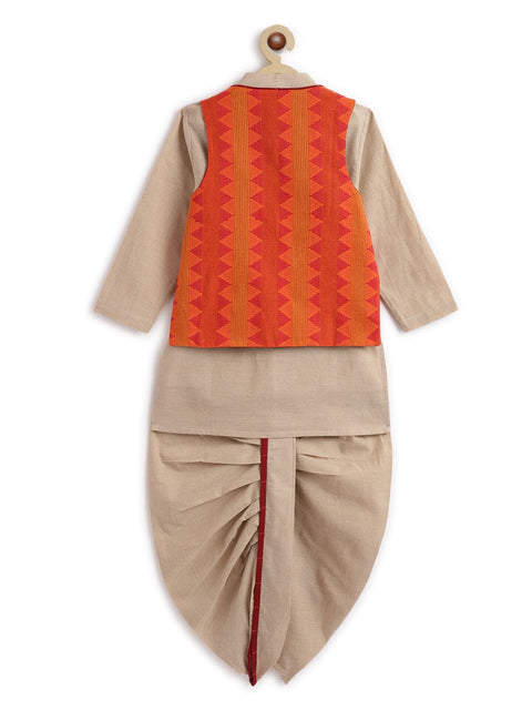 Pre-Order: Boy Reversible Razzle Dhoti Set - Orange