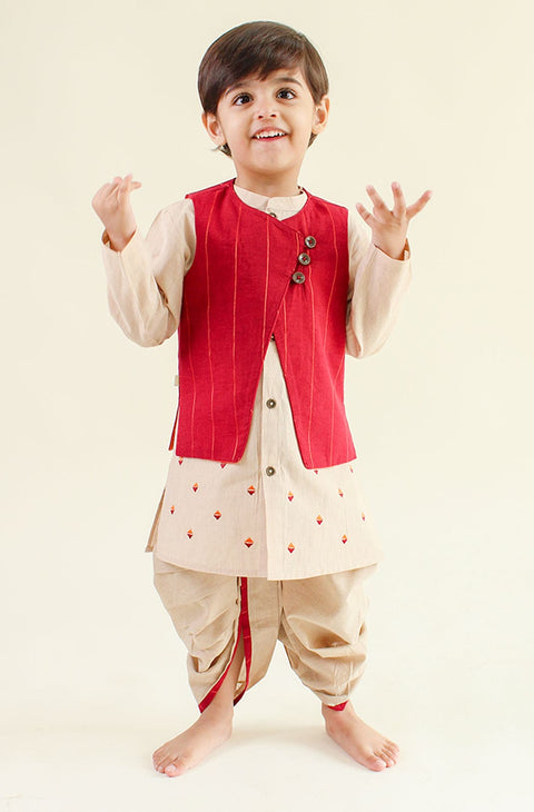 Pre-Order: Boy Reversible Razzle Dhoti Set - Orange